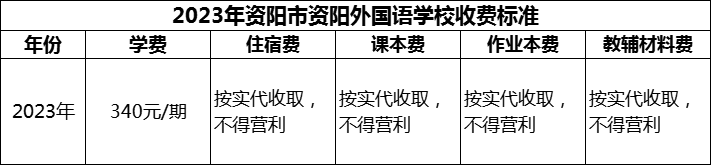 2024年資陽市資陽外國語學(xué)校學(xué)費(fèi)多少錢？